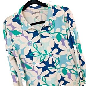 San Soleil Womens 1/4 Zip  Performance Top L Vents Wicking UPF Tennis Golf Boat